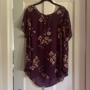 Purple floral blouse